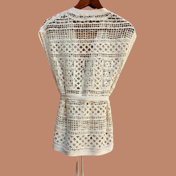 Anthropology - Knitted & Knotted Ivory Belted Crochet Cardi - XS - Picture 2 of 5
